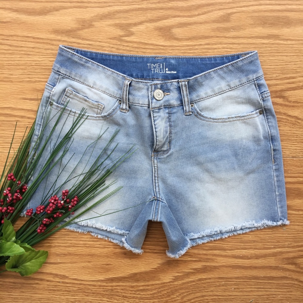 Mid-Rise Light Wash Jean Shorts